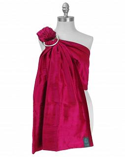 Koru Carrier Silk Ring Sling Baby Carrier, Double-Layer - Raspberry (Silver Ring/Matte)