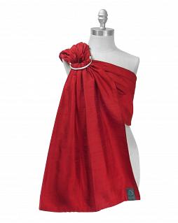 Koru Carrier Silk Ring Sling Baby Carrier, Double-Layer - Crimson (Silver Ring/Matte)