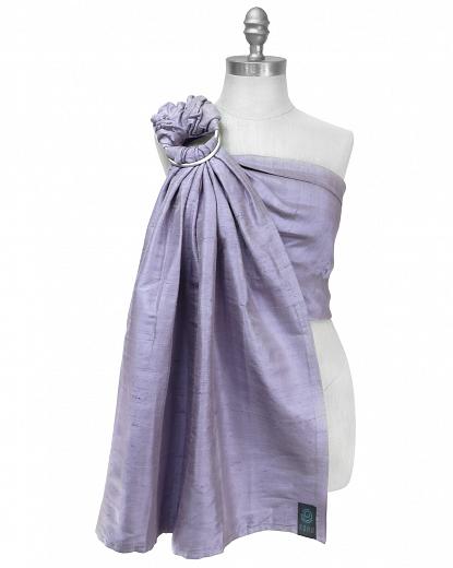 Koru Carrier Silk Ring Sling Baby Carrier, Double-Layer - Lavender (Silver Ring/Matte)